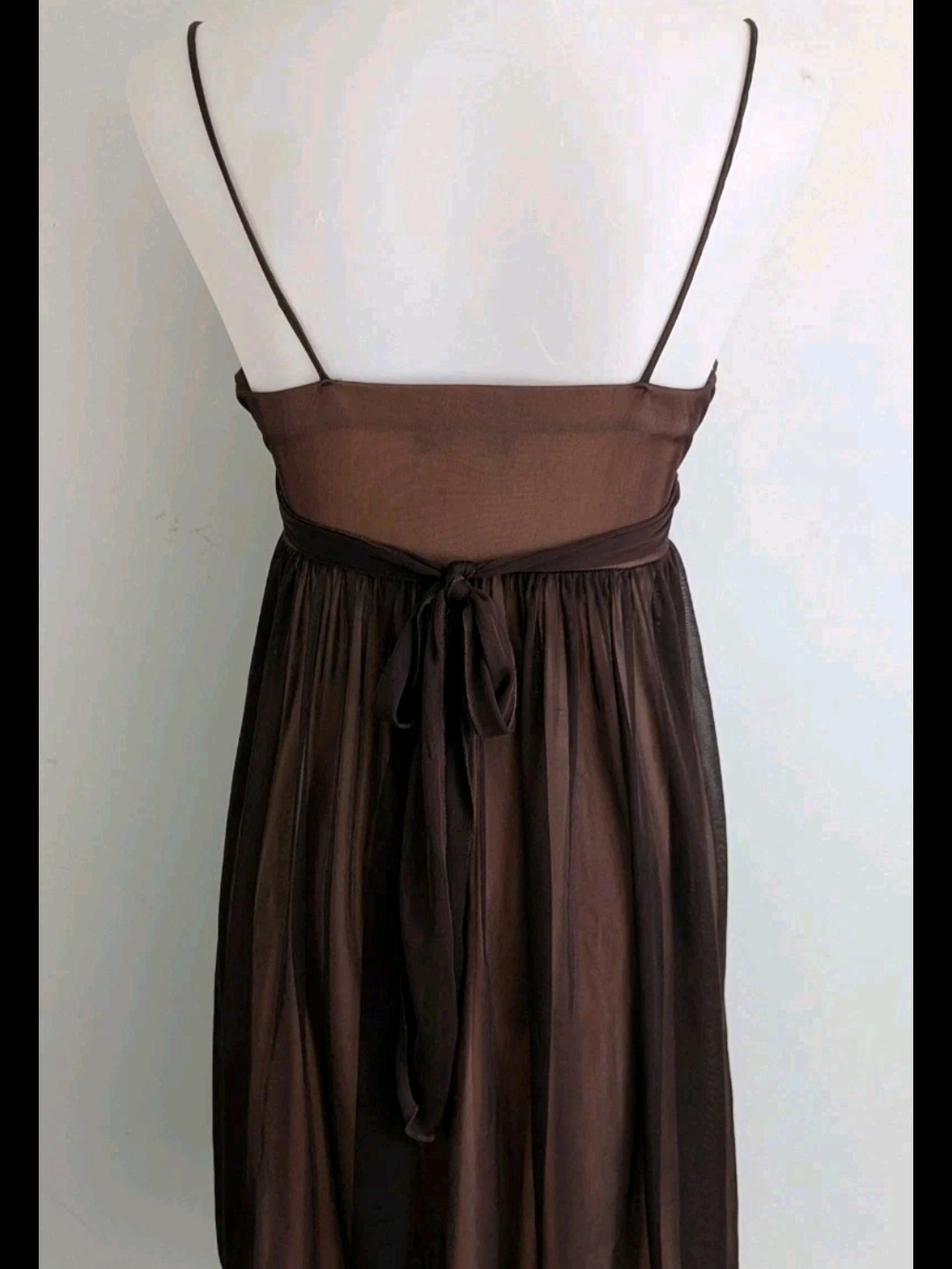 Vintage 90s y2k Slip Dress Sheer Brown Babydoll Lace Whimsigoth Fairycore Small - Picture 5 of 10